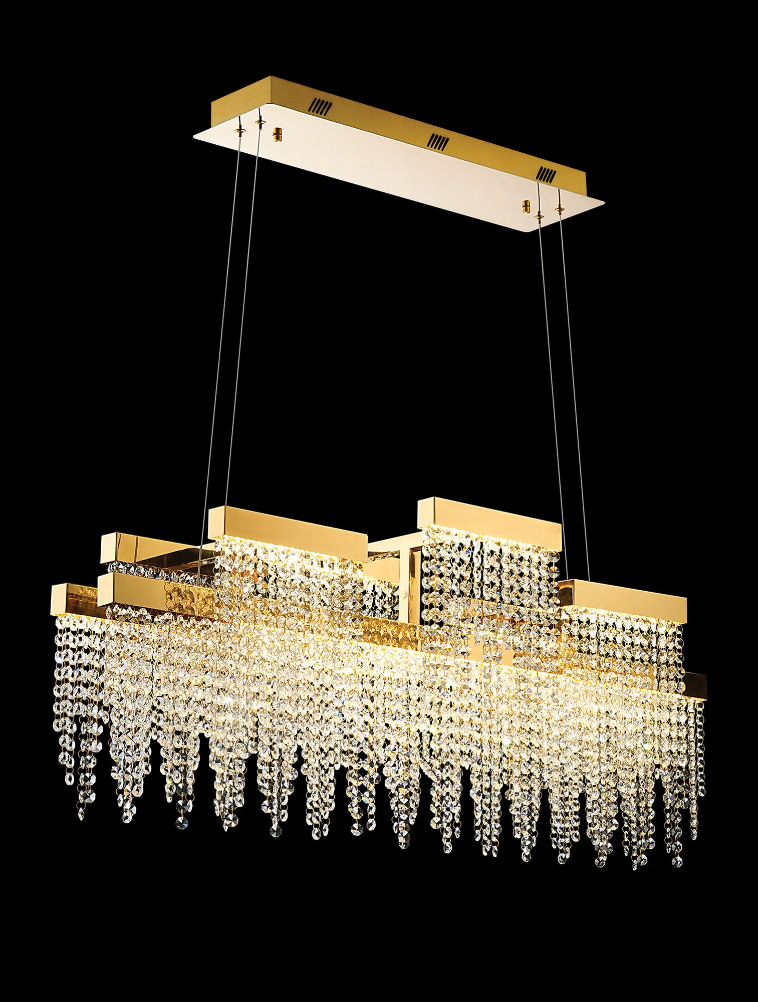 IL32878  Bano Linear Dimmable 3 Light Pendant 46W LED French Gold